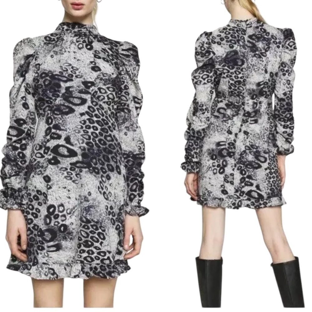Topshop New NWT Animal Print Black And White Sheath Mini Dress Size 4